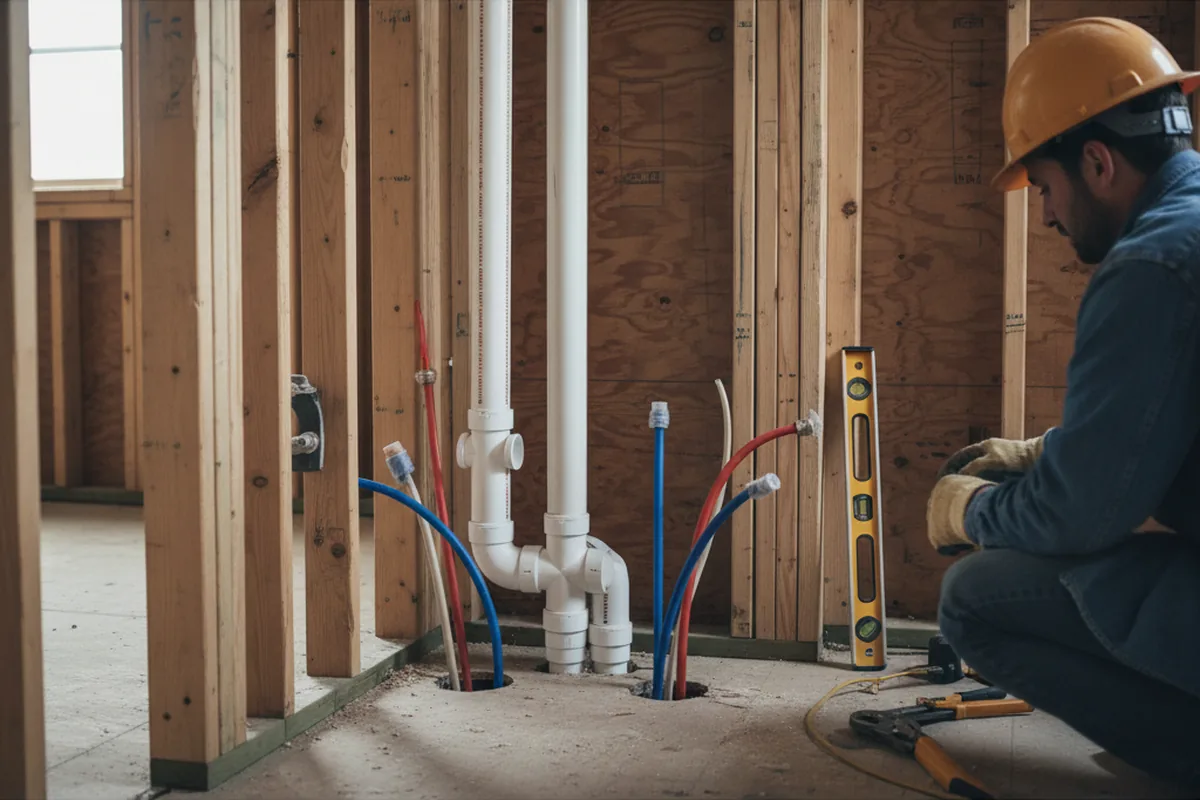 Drain and supply rough-in during Sump Pump Repair in Folsom