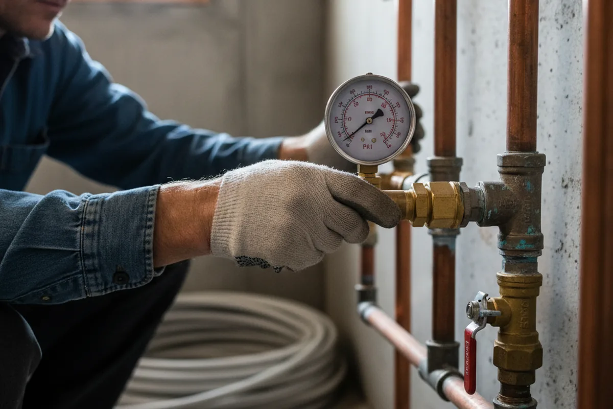 Pressure testing a repaired line during Water Line Repair in Folsom